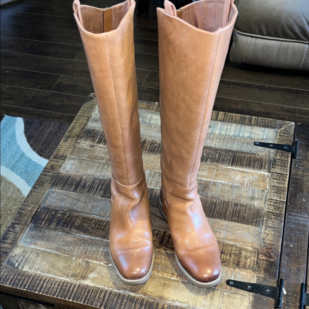 Franco Sarto Tan Leather Knee-High Boots